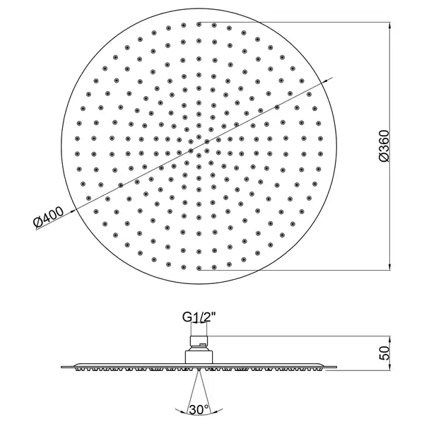 Лейка для верхнего душа Lidz (CRM) 51 10 103 40, Ø40 см (LIDZCRM511010340)