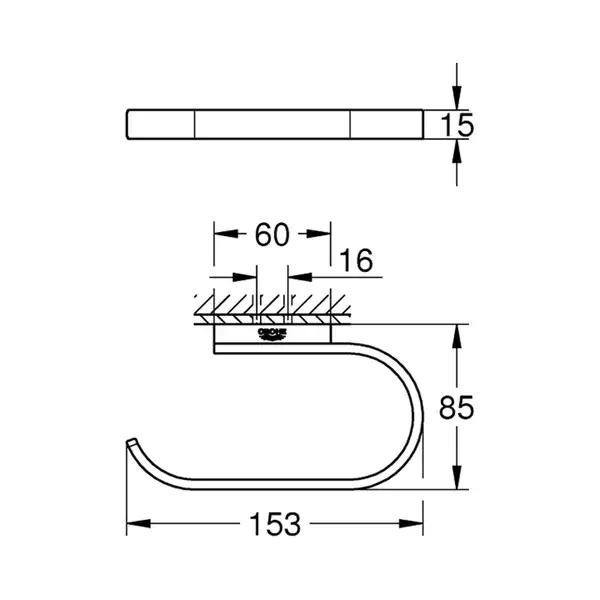 Бумагодержатель без крышки Grohe Selection (цвет - тёмный графит, матовый) (41068AL0) фото 2 Aquada.com.ua