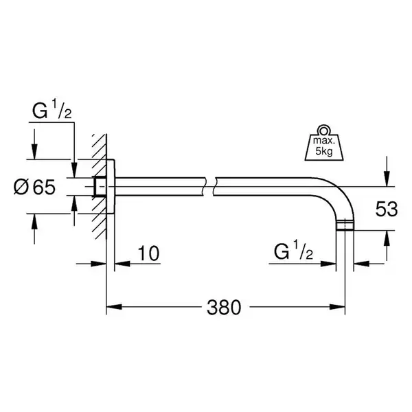 Душовий кронштейн Grohe RSH 380 мм (28361000) Душовий кронштейн Grohe RSH 380 мм (28361000)