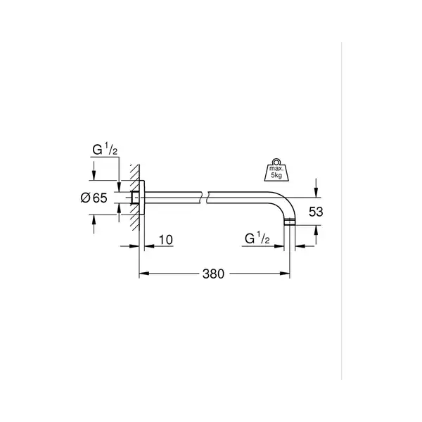 Душовий кронштейн Grohe RSH 380 мм (28361000) Душовий кронштейн Grohe RSH 380 мм (28361000)