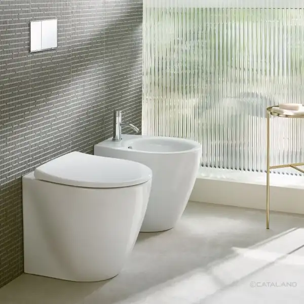 Унитаз напольный NewFlush (безободковый) Catalano Italy с сиденьем Soft Close, белый глянцевый (1VP52RIT00+5ITSTF00) фото 2 Aquada.com.ua