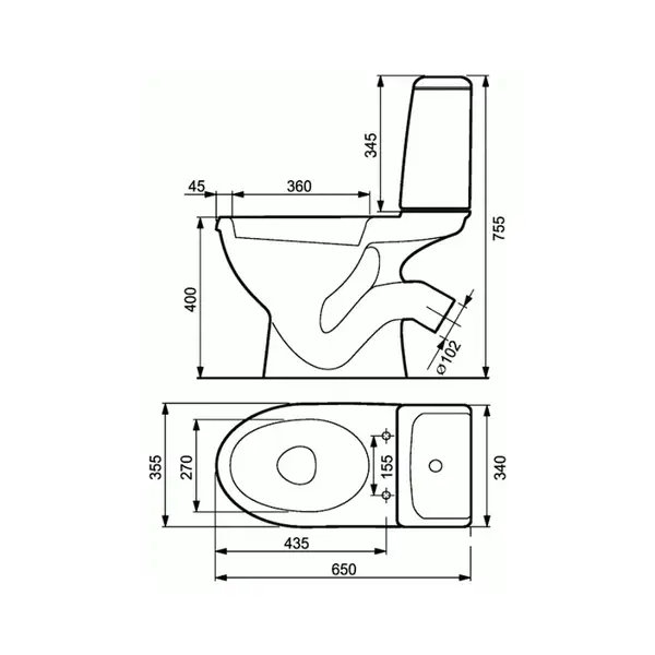 Cersanit Компакт 53 Е031 3/6 з кришкою поліпр Церсаніт (CCKZ1008068067)