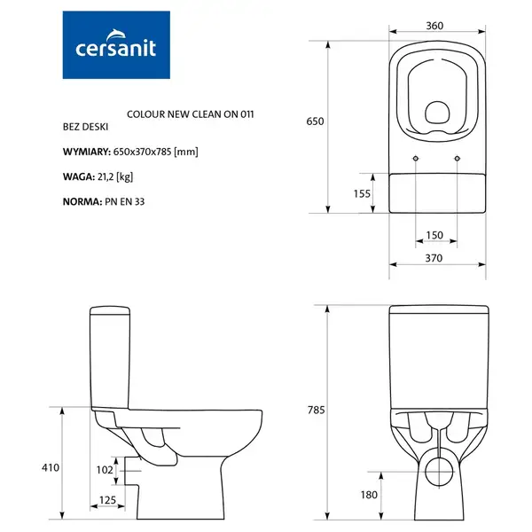 Cersanit Компакт 366 COLOUR 011 без сидіння  Церсаніт (CCKZ1011330789)