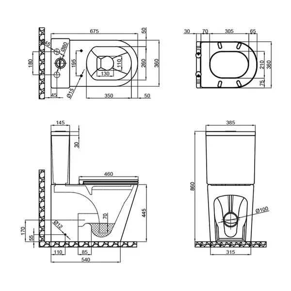 Бачок до унітазу-компакту Mixxus Premium Bevel-0402-R Tank 670х390х880 зі зливною арматурою (MI8327