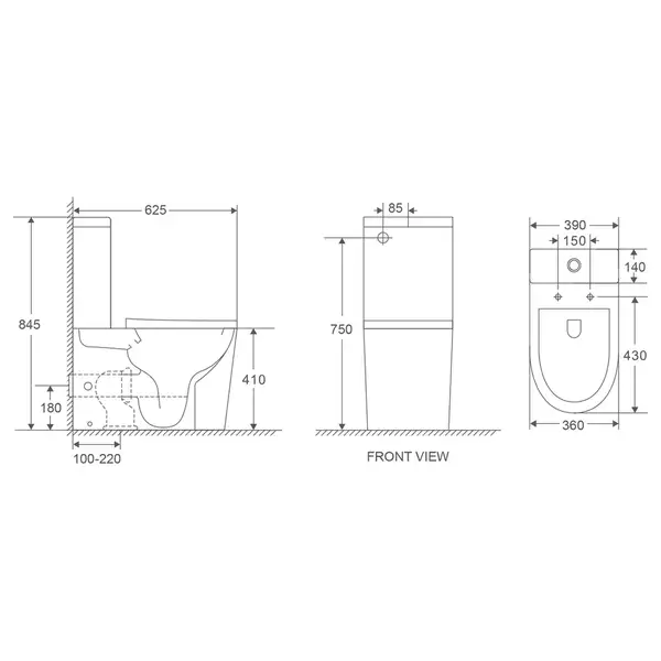 Чаша унітазу-компакту Mixxus Premium Bevel-0401-T1 Bowl 625х390х845 Tornado 1.0 без сидіння (MI8348