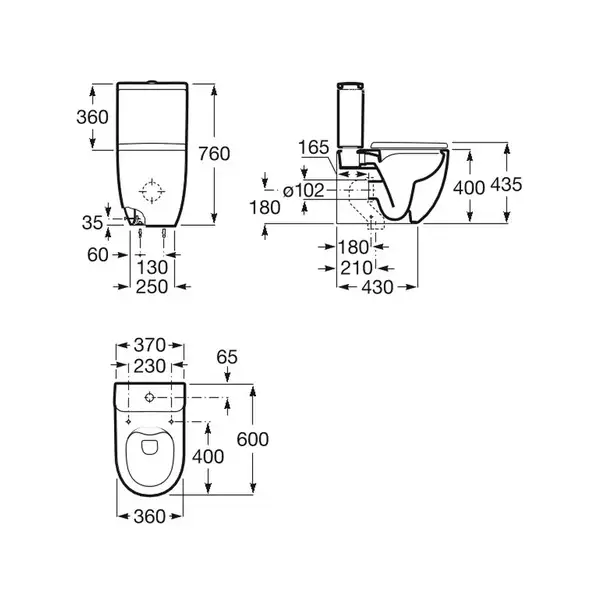 Roca Meridian-N Compacto Rimless Унітаз, білий (A34224L000) Roca Meridian-N Compacto Rimless Унітаз, білий (A34224L000)
