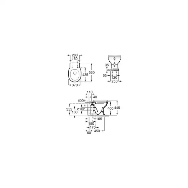 Унітаз підлоговий Roca Carmen Rimless 56х37 (A3440A9000)