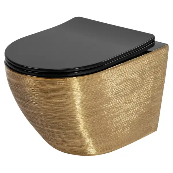 Подвесной унитаз REA CARLO FLAT BRUSHED GOLD BLACK золотой (REA-C3300) Подвесной унитаз REA CARLO FLAT BRUSHED GOLD BLACK золотой (REA-C3300)