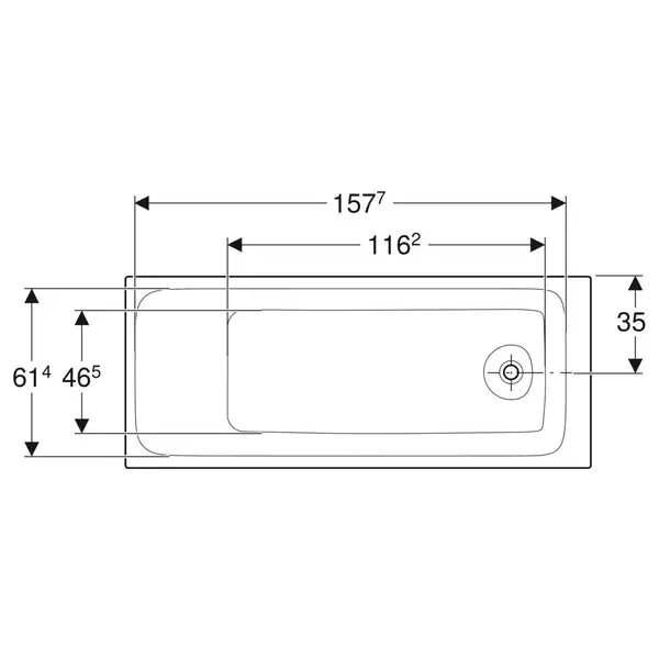 Ванна акриловая 170 х 70 х h46,5 см Geberit Tawa, slim rim в комплекте с ножками 554.120.01.1