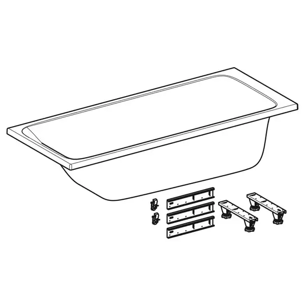 Ванна акриловая 170 х 70 х h46,5 см Geberit Tawa, slim rim в комплекте с ножками 554.120.01.1