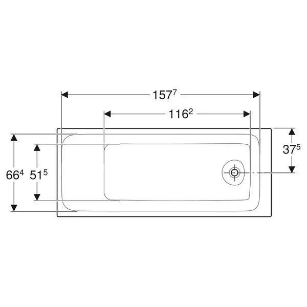 Ванна акриловая 170 х 75 х h46,5 см Geberit Tawa, slim rim в комплекте с ножками 554.121.01.1