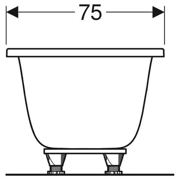Ванна акриловая 170 х 75 х h46,5 см Geberit Tawa, slim rim в комплекте с ножками 554.121.01.1