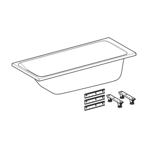 Ванна акриловая 170 х 75 х h46,5 см Geberit Tawa, slim rim в комплекте с ножками 554.121.01.1