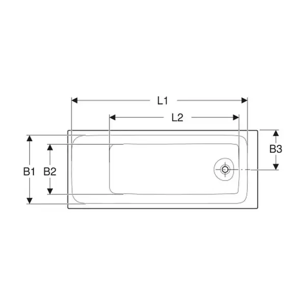 Ванна акриловая 170 х 75 х h46,5 см Geberit Tawa, slim rim в комплекте с ножками 554.121.01.1
