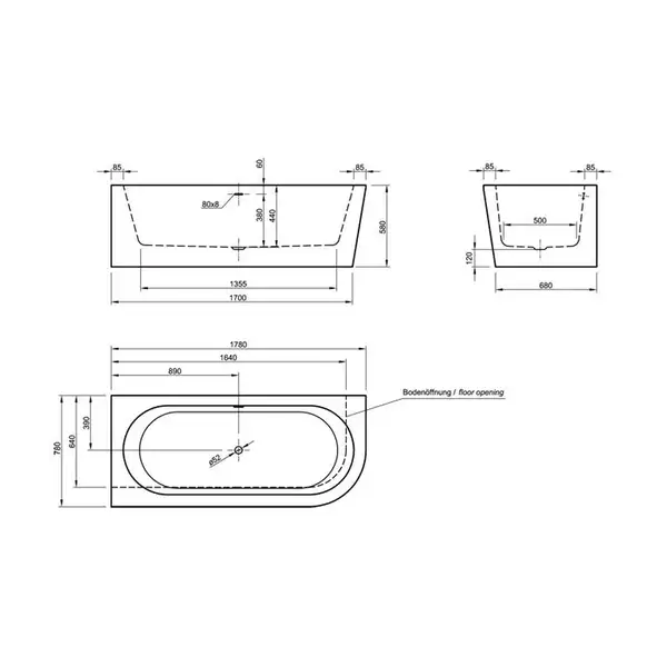 Ванна акрилова Knief Fresh Left 180x80 (0100033/010009106) (0100033_010009106)