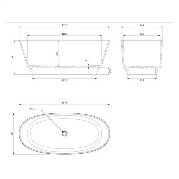 ванна кам'яна Omnires Neo 158x72 овальна white (NEO158WWBP)