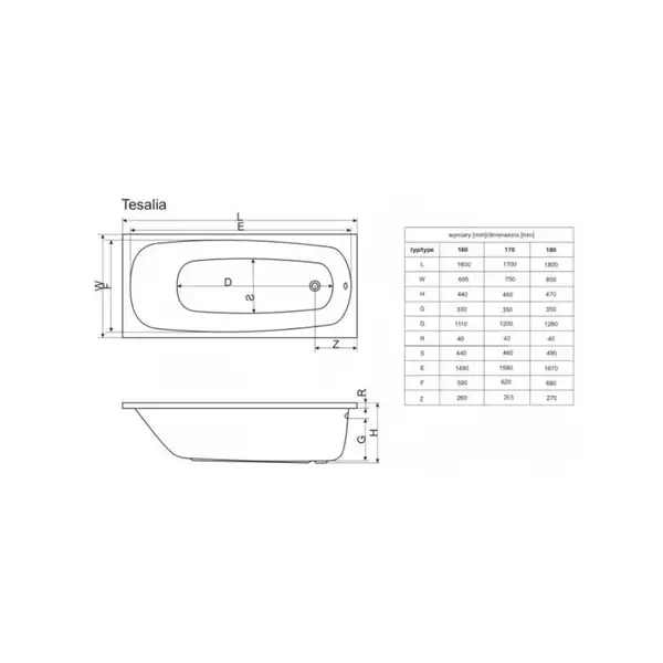 Панель до ванни бокова 80, RADAWAY (OBB-00-080x056U)