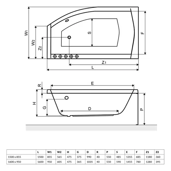 Панель до ванни фронтальна SITERA 150, RADAWAY (OBEX.MG2.15WH)