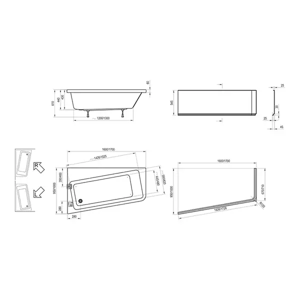 Панель до ванни 10*  160 R Ravak Чехія (CZ84100A00)