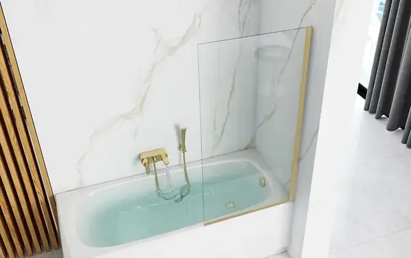 Шторка для ванны REA ELEGANT BRUSHED GOLD 80 постоянная (REA-W6601) Шторка для ванны REA ELEGANT BRUSHED GOLD 80 постоянная (REA-W6601)