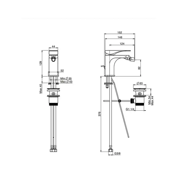 Fima Carlo F3722CR.WS Змішувач для біде Quad хром  Water Saving  Fima ІТАЛІЯ