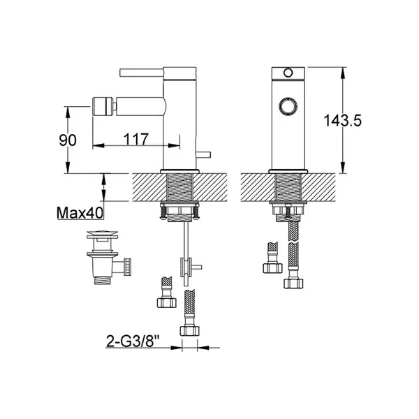 Смеситель для биде KOHLMAN AXEL CHROME (QB130A) Смеситель для биде KOHLMAN AXEL CHROME (QB130A)