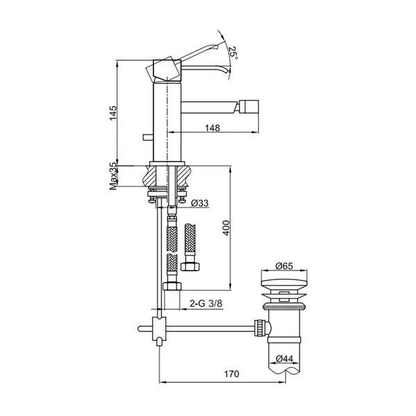 Смеситель для биде KOHLMAN AXIS CHROME (QB130N)