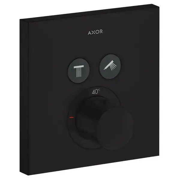 Термостат для душу Axor ShowerSelect square, 2 споживача, прихованого монтажу, Matt Black (36715670)
