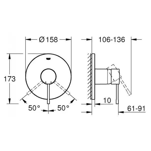 Змішувач для душа Grohe Essence New прихованого монтажу, графіт матовий (24057AL1)
