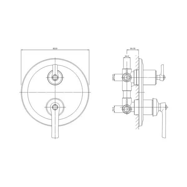 смеситель для душа и ванна скрытого монтажа Omnires Armance antique copper (AM5237ORB)