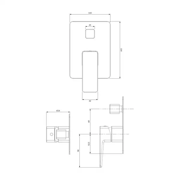 Omnires Parma Змішувач для душу, чорний матовий (PM7435BL)