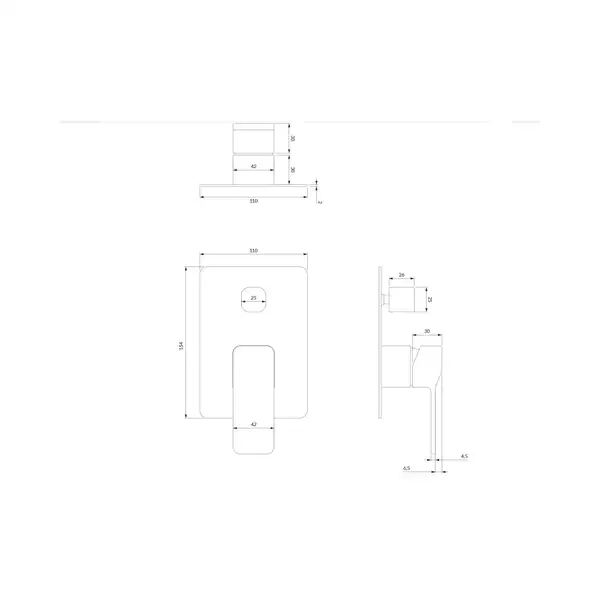 змішувач для ванни та душу Omnires Slide прихованого монтажу graphite (SL7735GR)