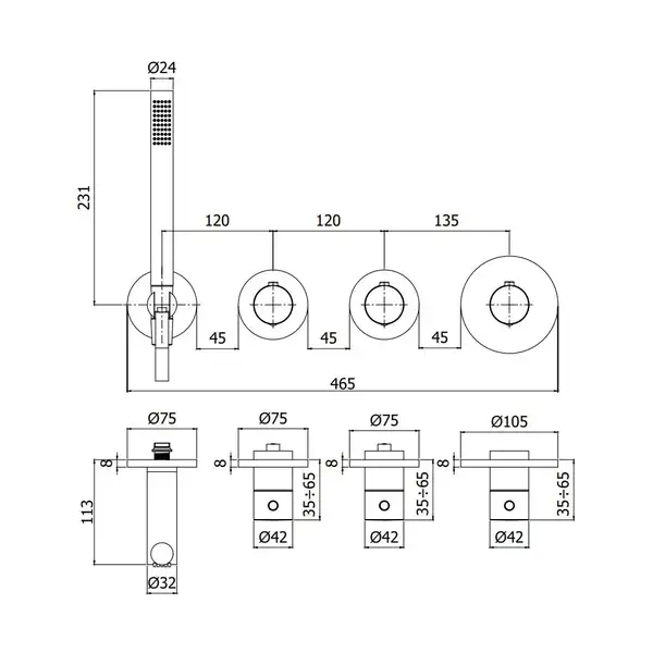Paffoni Modular Box Термостат для душу/ванни, Honey gold (MDE000HG) Paffoni Modular Box Термостат для душу/ванни, Honey gold (MDE000HG)