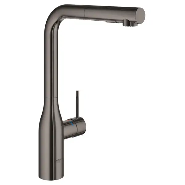 Змішувач для кухні Grohe Essence одноважільний з висувною лійкою, hard graphite (30504A00)