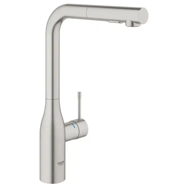 Змішувач для кухні Grohe Essence одноважільний з висувною лійкою, supersteel (30504DC0)