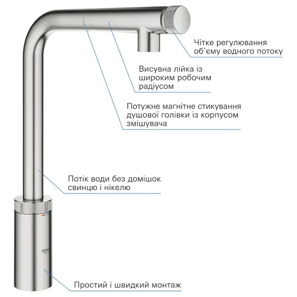 Змішувач для кухні з висувним виливом Grohe Minta SmartControl (31613DC0) Змішувач для кухні з висувним виливом Grohe Minta SmartControl (31613DC0)