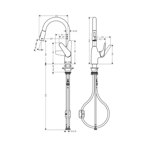 Змішувач для кухні Hansgrohe Focus M429-H180 з висувним виливом, хром (71801000) Змішувач для кухні Hansgrohe Focus M429-H180 з висувним виливом, хром (71801000)