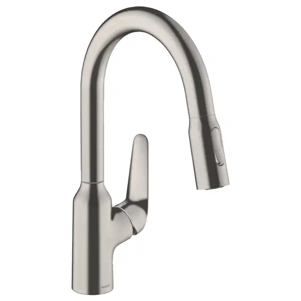 Кухонный смеситель 180, с вытяжным душем, 2jet Hansgrohe Focus M42 (цвет - сталь) 71801800