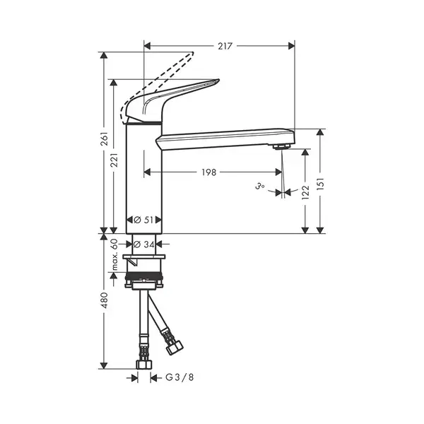 Кухонный смеситель 120, 1jet Hansgrohe Focus M42 (цвет - сталь) 71806800