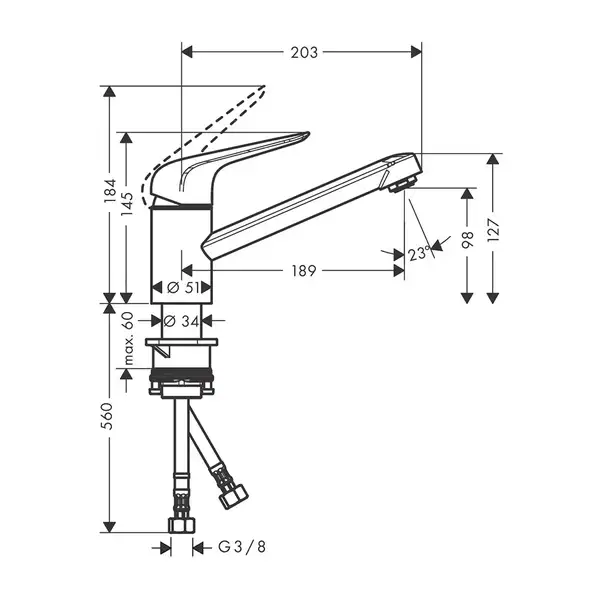 Кухонный смеситель 100, 1jet Hansgrohe Focus M42 (цвет - сталь) 71808800
