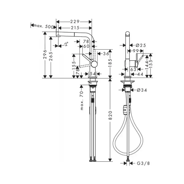 Кухонний змішувач Hansgrohe Talis M54 270 2jet з витяжним виливом, хром (72808000)