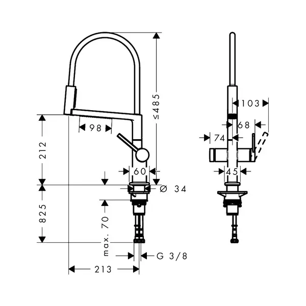 Hansgrohe Talis Select M54 Змішувач для кухні, сталь (72861800)