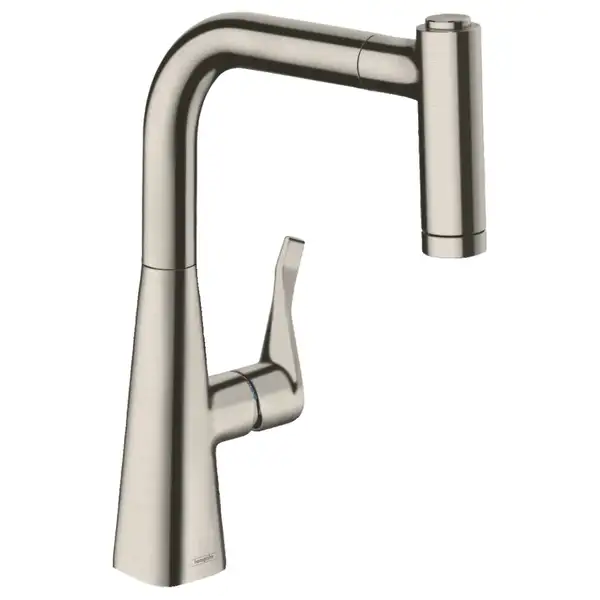 Смеситель для кухни 220, с вытяжным душем, 2jet Hansgrohe Metris M71 (цвет - сталь) 73800800