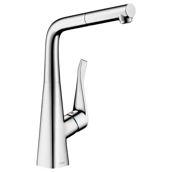 Смеситель для кухни 320 Hansgrohe Metris M71 с вытяжным изливом, 1jet, sBox (цвет - хром) 73812000