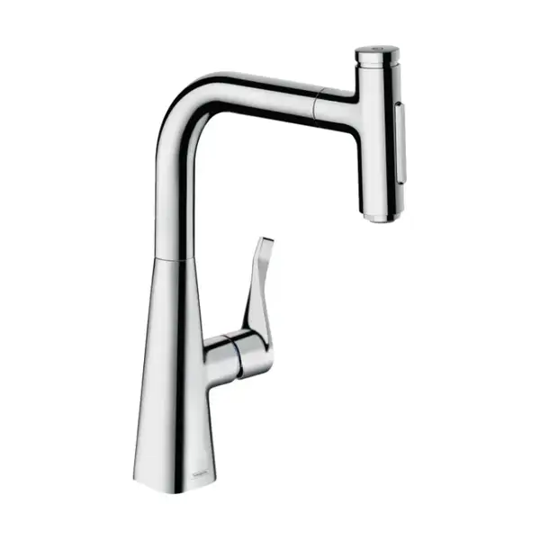 Змішувач для кухні Hansgrohe Metris Select 240 2jet sBox з витяжним душем, хром (73817000)