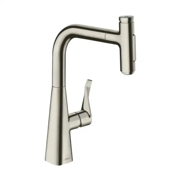 Змішувач для кухні Hansgrohe Metris Select 240 2jet sBox з витяжним душем, сталевий (73817800)