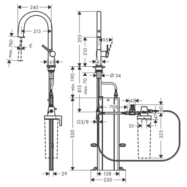Hansgrohe Aqittura M91 Змішувач для кухні, сталь (76826800) Hansgrohe Aqittura M91 Змішувач для кухні, сталь (76826800)