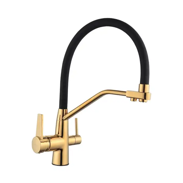 Смеситель для кухни MEXEN DUO BLACK\GOLD на две воды (MEX-671701-57)