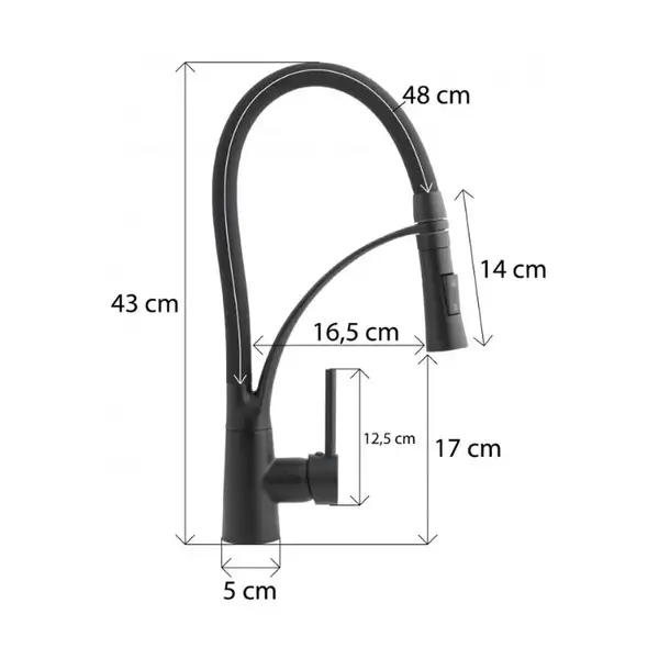 Смеситель для кухни Yoka ZEFIR BLACK черный (BZ.ZEFIR-BLK)
