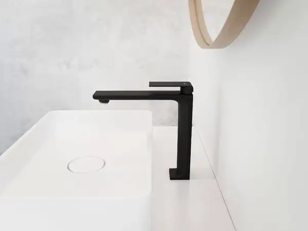 Смеситель для раковины (умывальника) Corsan TRINO BLACK MATT черный высокий (CMB7112BL)
